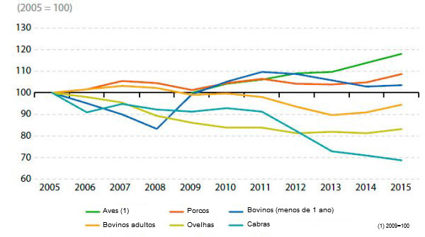 Producción de carne en la UE (2005-2015)