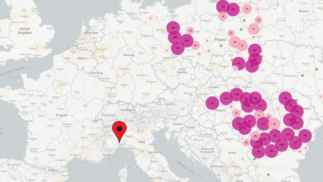 Focos de PPA declarados en Europa desde enero de 2021.