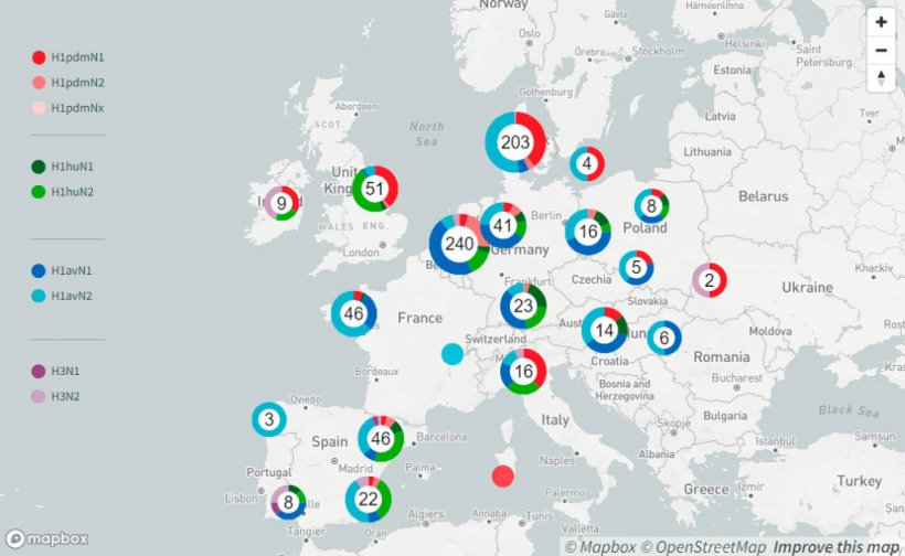 Figura 2. Detecção de swIAV em explorações na Europa, agrupadas regionalmente, primeiros nove meses de 2021
