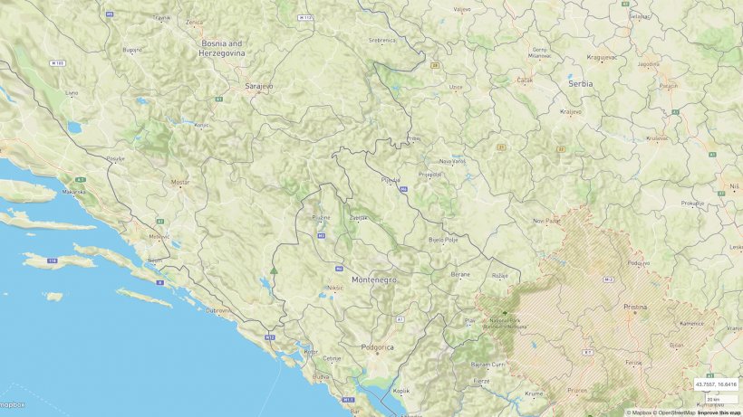 Localiza&ccedil;&atilde;o do foco de PSA no Montenegro. Fonte: WOAH.
