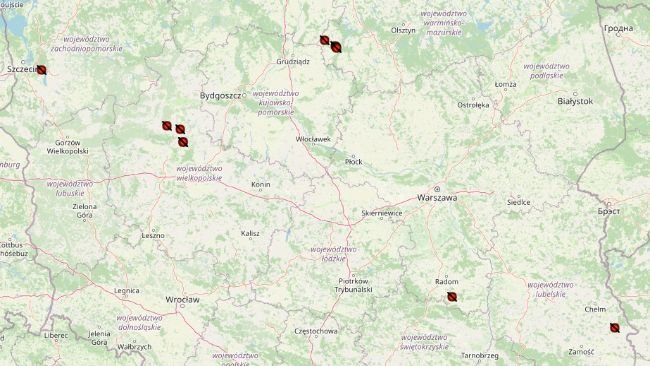 Distribution of ASF outbreaks in Poland in 2024. Source: Chief Veterinary Inspectorate