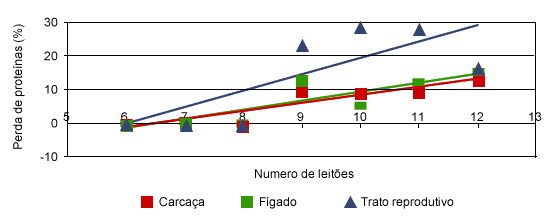 Perda de proteína durante a lactação na carcaça, fígado e aparelho reprodutor 