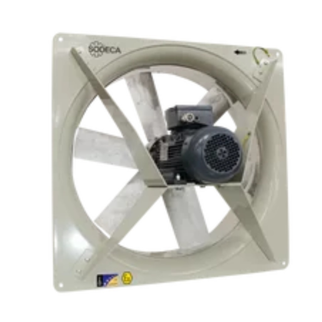 Three-phase HC/ATEX wall-mounted axial extractor, ATEX 2G or 2D certification, Sodeca