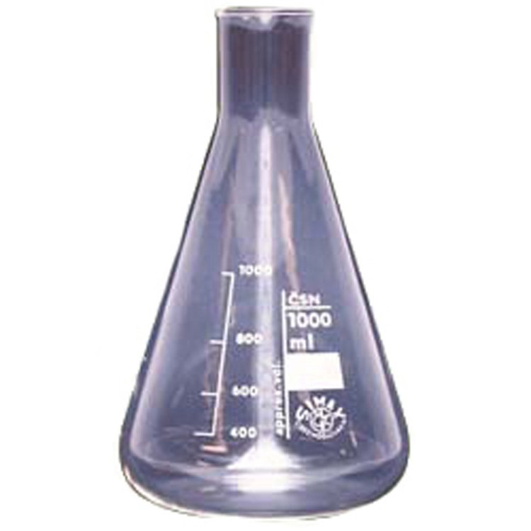 Frasco Erlenmeyer, 1.000 ml, vidro, gargalo largo Frasco Erlenmeyer, 1.000 ml, vidro, gargalo largo