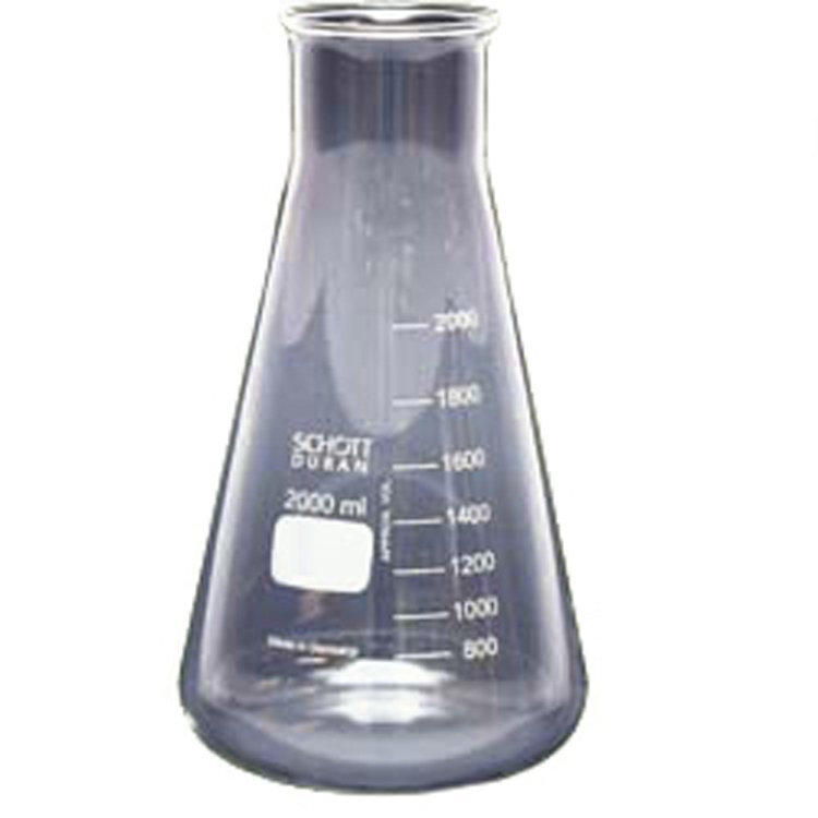 Frasco Erlenmeyer, 2.000 ml, vidro, gargalo largo Frasco Erlenmeyer, 2.000 ml, vidro, gargalo largo