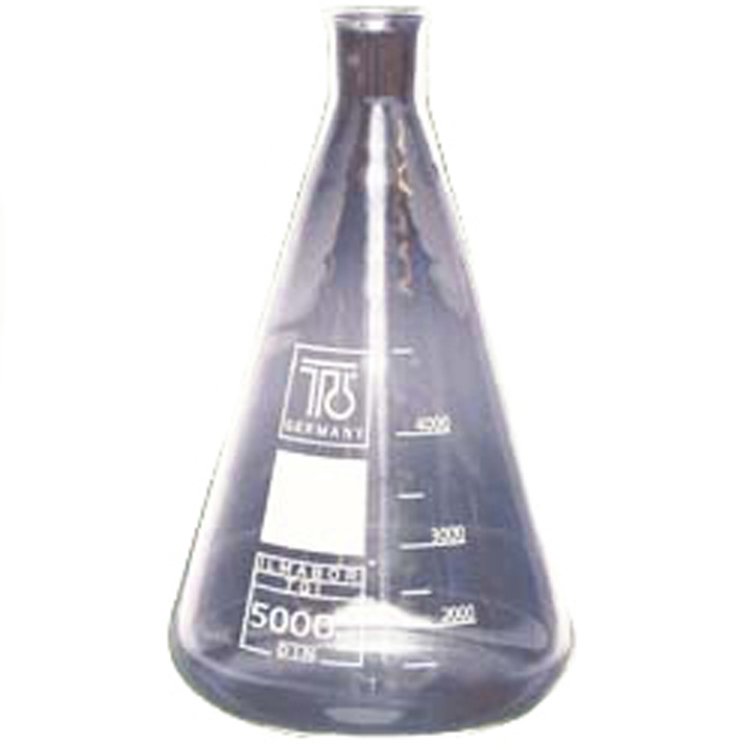 Frasco Erlenmeyer, 5.000 ml, vidro, gargalo normal Frasco Erlenmeyer, 5.000 ml, vidro, gargalo normal