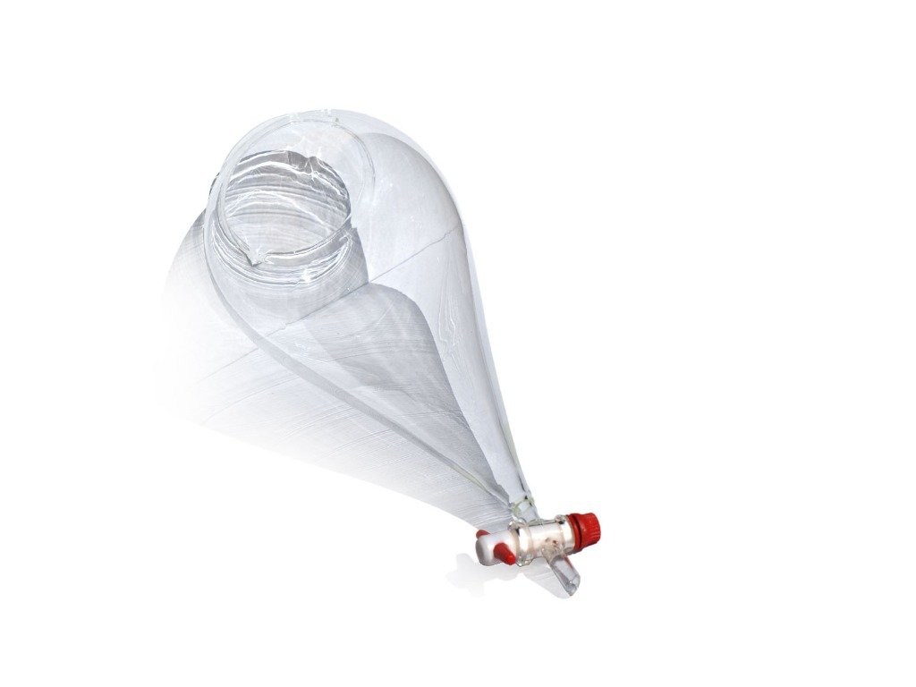 Funil cónico para 1ª decantação de 2 L com boca larga e chave de teflón. Funil cónico para 1ª decantação de 2 L com boca larga e chave de teflón.